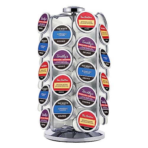 Keurig Storage Carousel, Coffee Pod Storage, Holds up to 36 Keurig K-Cup Pods, Silver