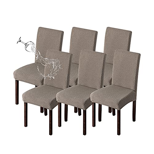 Genina Waterproof Chair Covers for Dining Room 6 Pack Kitchen Chair Covers Parson Dining Chair Slipcover,Taupe