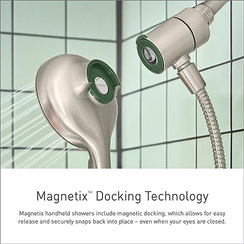 Moen Chrome Engage Magnetix 3.5-Inch Six-Function Eco-Performance Handheld Showerhead with Magnetic Docking System, Removable Shower Head with Metal Hose, 26100EP