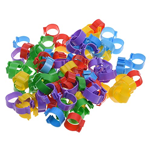 BCP 100pcs 5 Color Poultry Leg Bands Bird Chicks Ducks Chicken Clip-on Rings Size 7 (5/8inch)