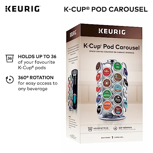 Keurig Storage Carousel, Coffee Pod Storage, Holds up to 36 Keurig K-Cup Pods, Silver