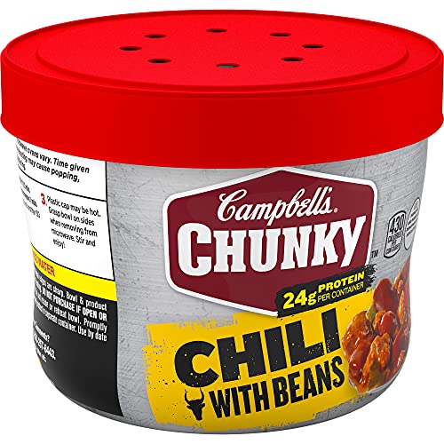 Campbell's Chunky Chili with Beans, 15.25 oz Microwavable Bowl (Pack of 8)