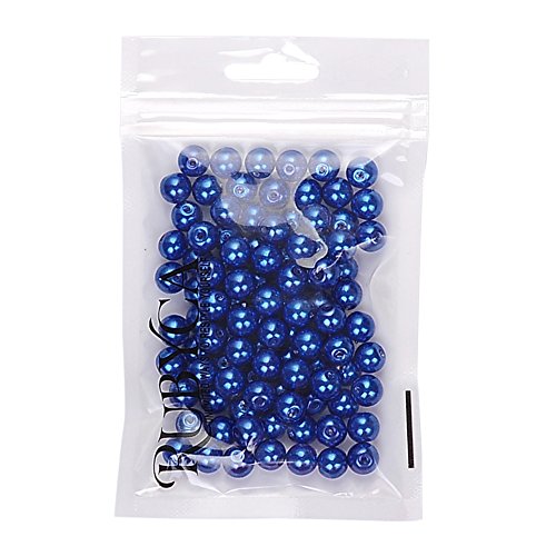 RUBYCA 200Pcs Czech Tiny Satin Luster Glass Pearl Round Beads Beading Jewelry Making 8mm Royal Blue