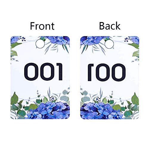 FaCraft Live Number Tag 001-100, Floral Purple Live Sale Number Cards,Normal and Reverse Mirror Image Hanger Cards