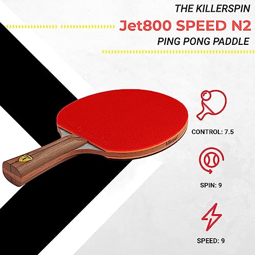 Killerspin Jet 800 Speed N2 | A Professional Grade Ping Pong Paddle for The Serious Player | ITTF Approved | Competition Grade | for Advanced Players, Red/Black