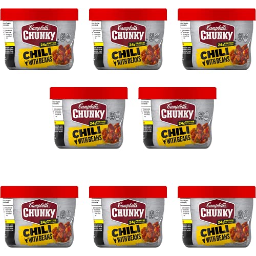 Campbell's Chunky Chili with Beans, 15.25 oz Microwavable Bowl (Pack of 8)