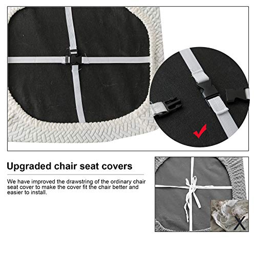 Genina Waterproof Seat Covers for Dining Room Chairs Covers Dining Chair seat Covers Kitchen Chair Covers slipcovers (White, 6 Pcs)