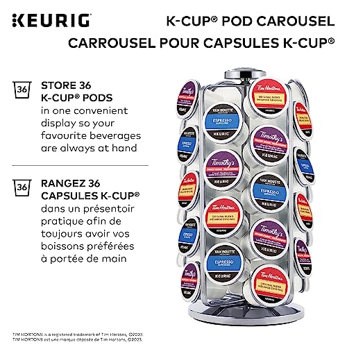 Keurig Storage Carousel, Coffee Pod Storage, Holds up to 36 Keurig K-Cup Pods, Silver