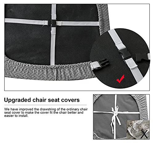 Genina Waterproof Seat Covers for Dining Room Chairs Covers Dining Chair seat Covers Kitchen Chair Covers slipcovers (Grey, 6 Pcs)