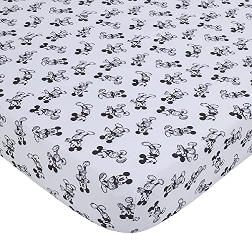 Disney Mickey Mouse - Timeless Mickey Blue, Gray, & White Stars & Icons 3Piece Nursery Crib Bedding Set - Comforter, Fitted Crib Sheet, & Crib Skirt, Navy, Light Blue, Grey, White