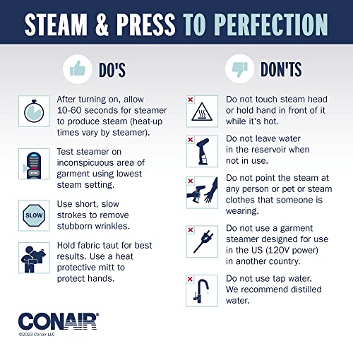 Conair Handheld Travel Garment Steamer for Clothes, CompleteSteam 1100W, For Home, Office and Travel