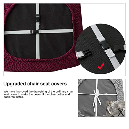 Genina Seat Covers for Dining Room Chair Seat Slipcovers Kitchen Chair Covers (Wine Red, 4 Pcs)