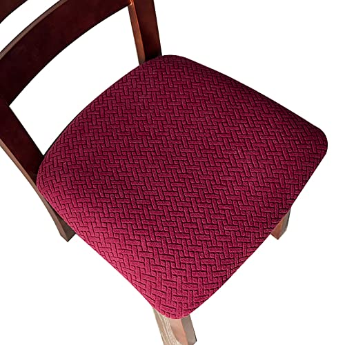 Genina Seat Covers for Dining Room Chair Seat Slipcovers Kitchen Chair Covers (Wine Red, 4 Pcs)