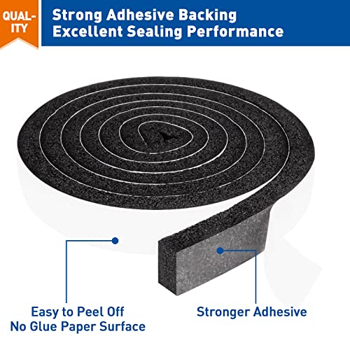 MAGZO Weather Stripping 1 Inch W X 1/2 Inch T, Foam Insulation Strips High Resilience Total Length 13 Feet (6.5 ft x 2 Rolls)