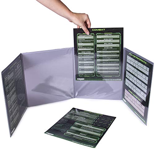 Stratagem The Master's Tome 4-Panel Customizable GM Screen with Free Inserts – Dry Erase, Dungeon & Game Master Accessory for Tabletop RPG Campaigns (Sci-fi Silver)