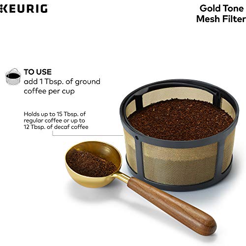 Keurig Reusable Ground Coffee Filter Compatible Essentials and K-Duo Brewers only, Eco-Friendly Way to Brew a Carafe, Gold Tone Mesh