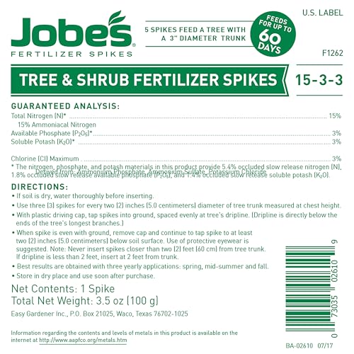 Jobe's, 02010 Fertilizer Spikes, Tree and Shrub, 5 Count