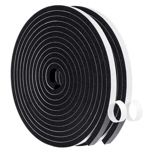 MAGZO Weather Stripping Door Seal 3/8 Inch W X 1/4 Inch T, Adhesive Insulation Tape Waterproof, Total Length 26 Feet (13ft x 2 Rolls)