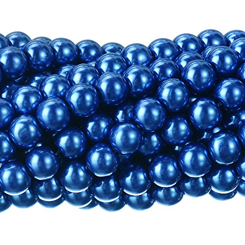 RUBYCA 200Pcs Czech Tiny Satin Luster Glass Pearl Round Beads Beading Jewelry Making 8mm Royal Blue