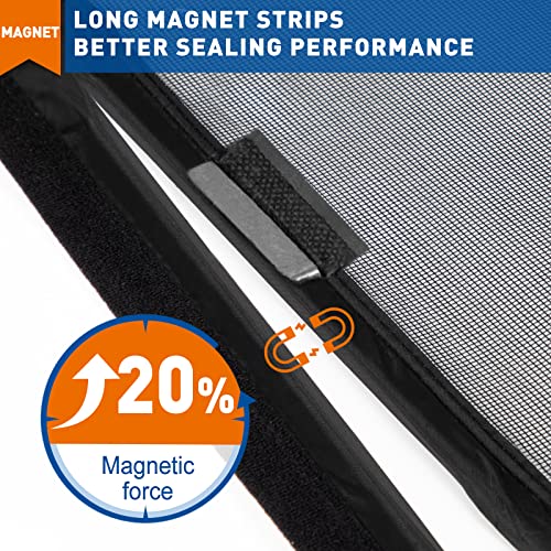 MAGZO Magnetic Screen Door Fits Door Size 38 x 82 Inches, Screen Size 40 x 83 Inch Reinforced Side Opening Mesh Curtain Polyester Heavy Duty Screen with Full Frame Hook&Loop-Black