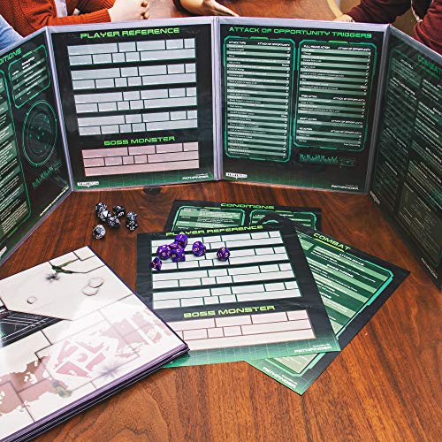 Stratagem The Master's Tome 4-Panel Customizable GM Screen with Free Inserts – Dry Erase, Dungeon & Game Master Accessory for Tabletop RPG Campaigns (Sci-fi Silver)