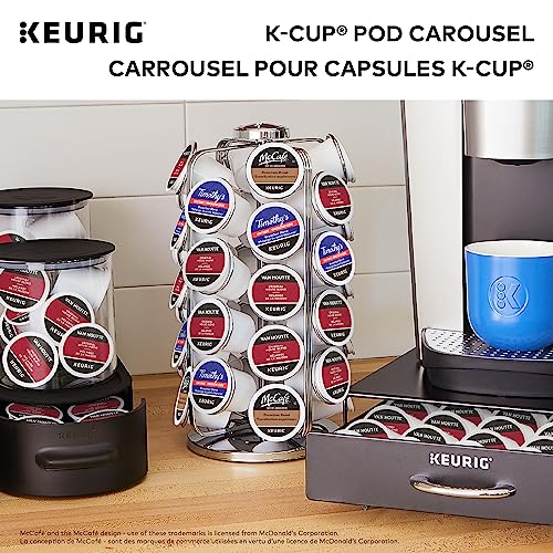 Keurig Storage Carousel, Coffee Pod Storage, Holds up to 36 Keurig K-Cup Pods, Silver