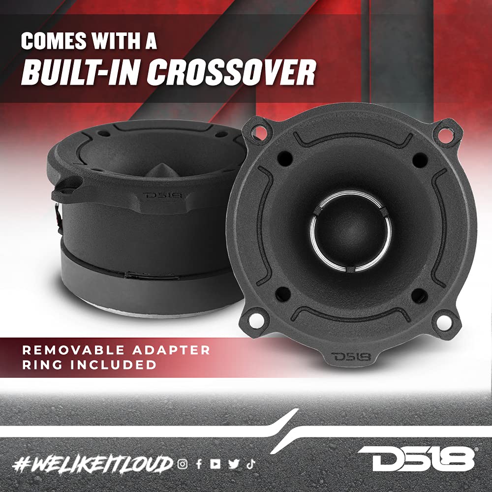 DS18 PRO-TW120B Super Tweeter in Black - 1", Aluminum Frame and Diaphragm, 300W Max, 200W RMS, 4 Ohms, Built In Crossover - PRO Tweeters Are the Best in the Pro Audio and Voceteo Market (Pair)