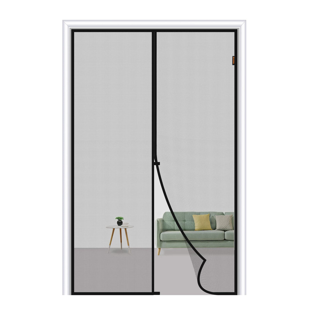 MAGZO Magnetic Screen Door Fit Door Size 32 x 80 Inch, Screen Size 34" x 81" Strong Magnets Door Mesh, Reinforced Fiberglass Door Net for Patio Door, Front Door, Gray