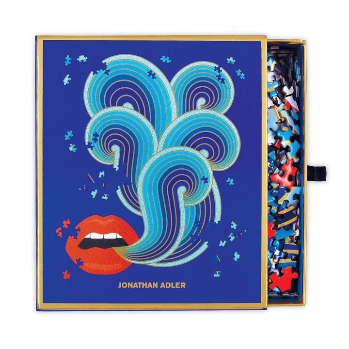 Galison Jonathan Adler Lips Shaped Jigsaw Puzzle from Galison - Uniquely Shaped 750 Piece Jigsaw Puzzle for Adults, 21.5" x 27", Thick & Sturdy Pieces, Challenging and Fun Fun Indoor Activity