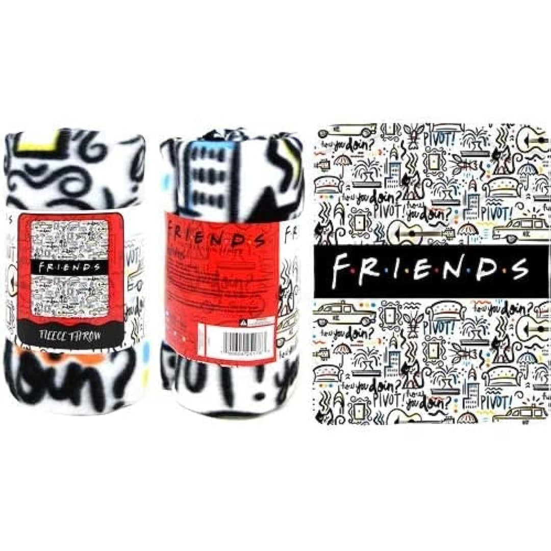 The Northwest Company - Friends TV Show How You Doin' & Pivot NYC Fleece Throw Blanket, Soft and Cozy Lightweight Plush Fabric Bed Cover and Room Décor - Size 45inx 60in