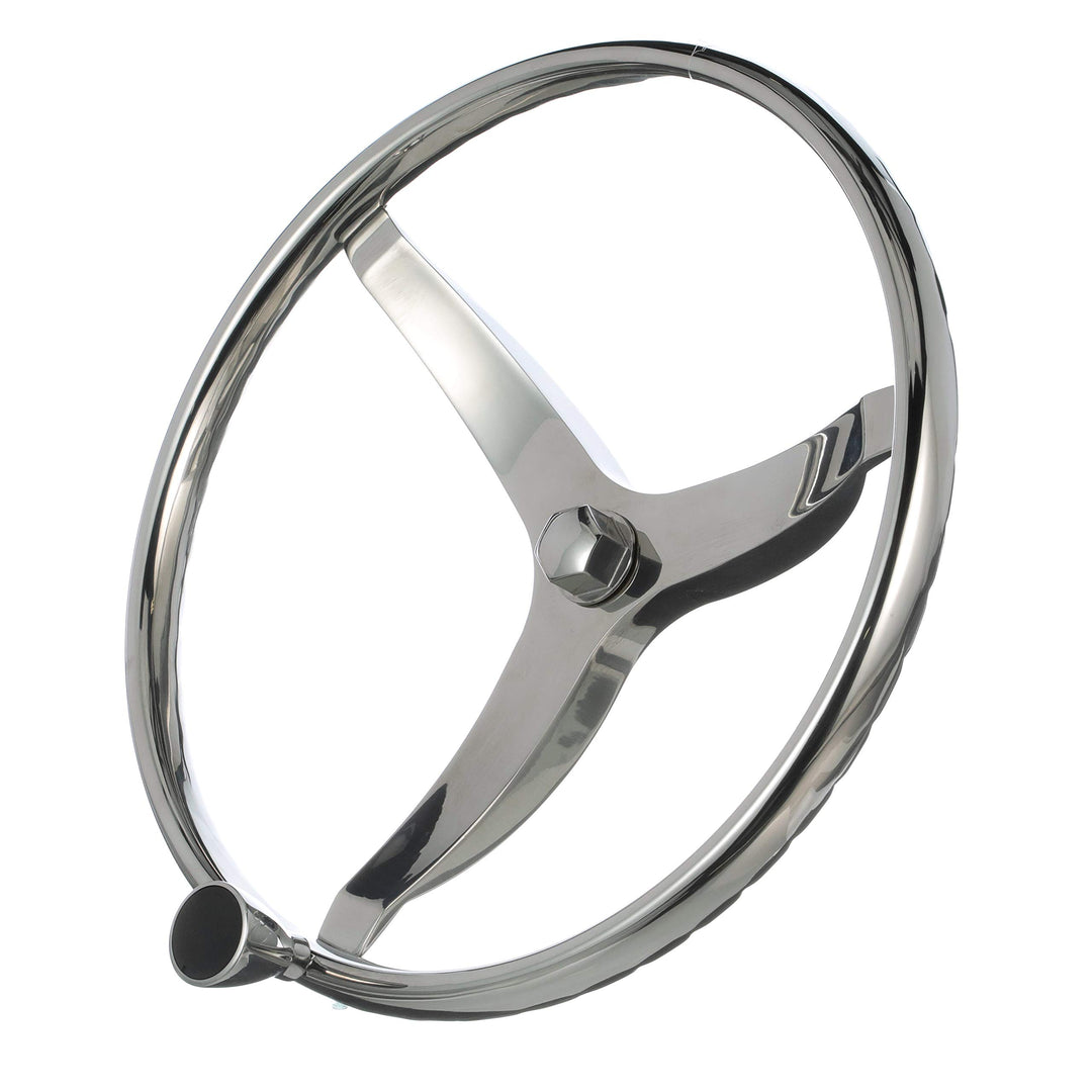 Seachoice 3 Spoke Sports Steering Wheel w/Turning Knob, Fits 3/4 in. Tapered Shaft, 15.5 in. Diameter