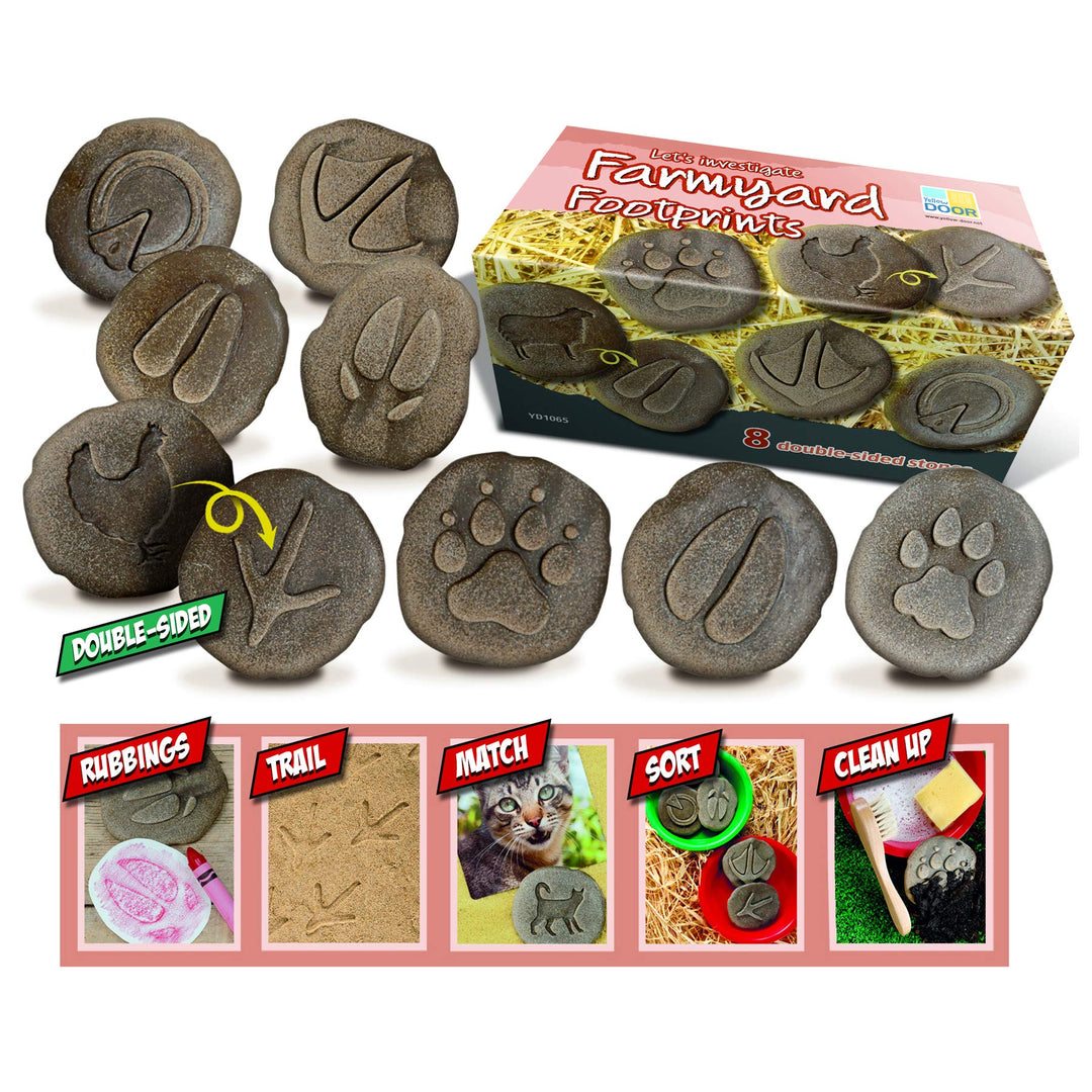 Yellow Door YUS1065 Let's Investigate Farmyard Footprints Stone (Pack of 8)