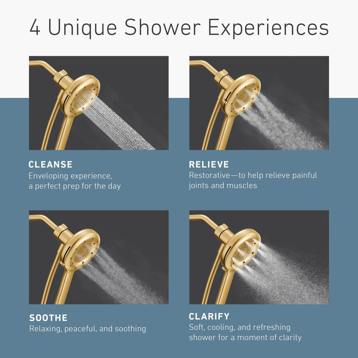 Moen N400H0BG Quattro Handheld Four Unique Shower Experiences and Magnetix Dock, Brushed Gold