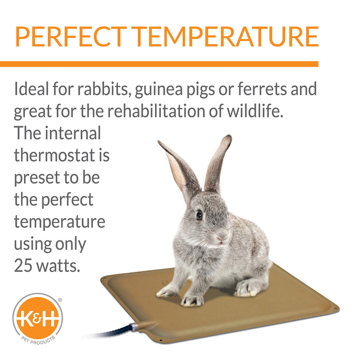 K&H Pet Products Outdoor Small Animal Heated Pad for Rabbits and Small Animals Tan 9 X 12 Inches