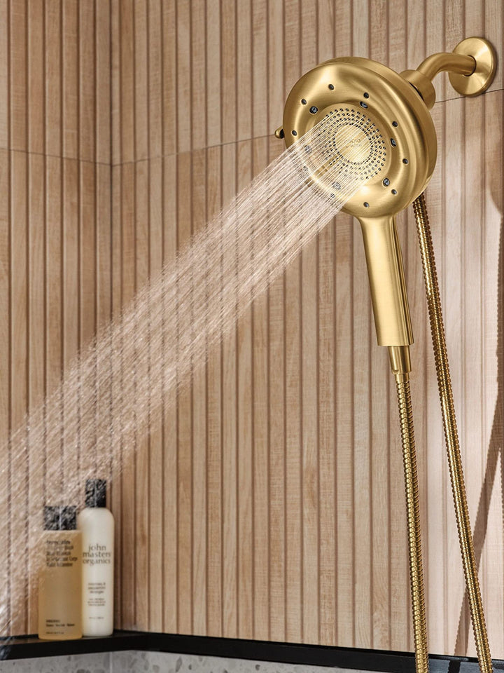 Moen N400H0BG Quattro Handheld Four Unique Shower Experiences and Magnetix Dock, Brushed Gold