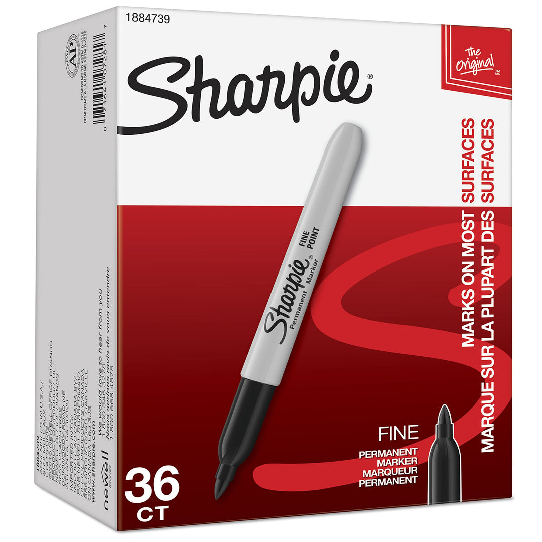 SHARPIE Permanent Markers, Fine Point, Black, 36 Count