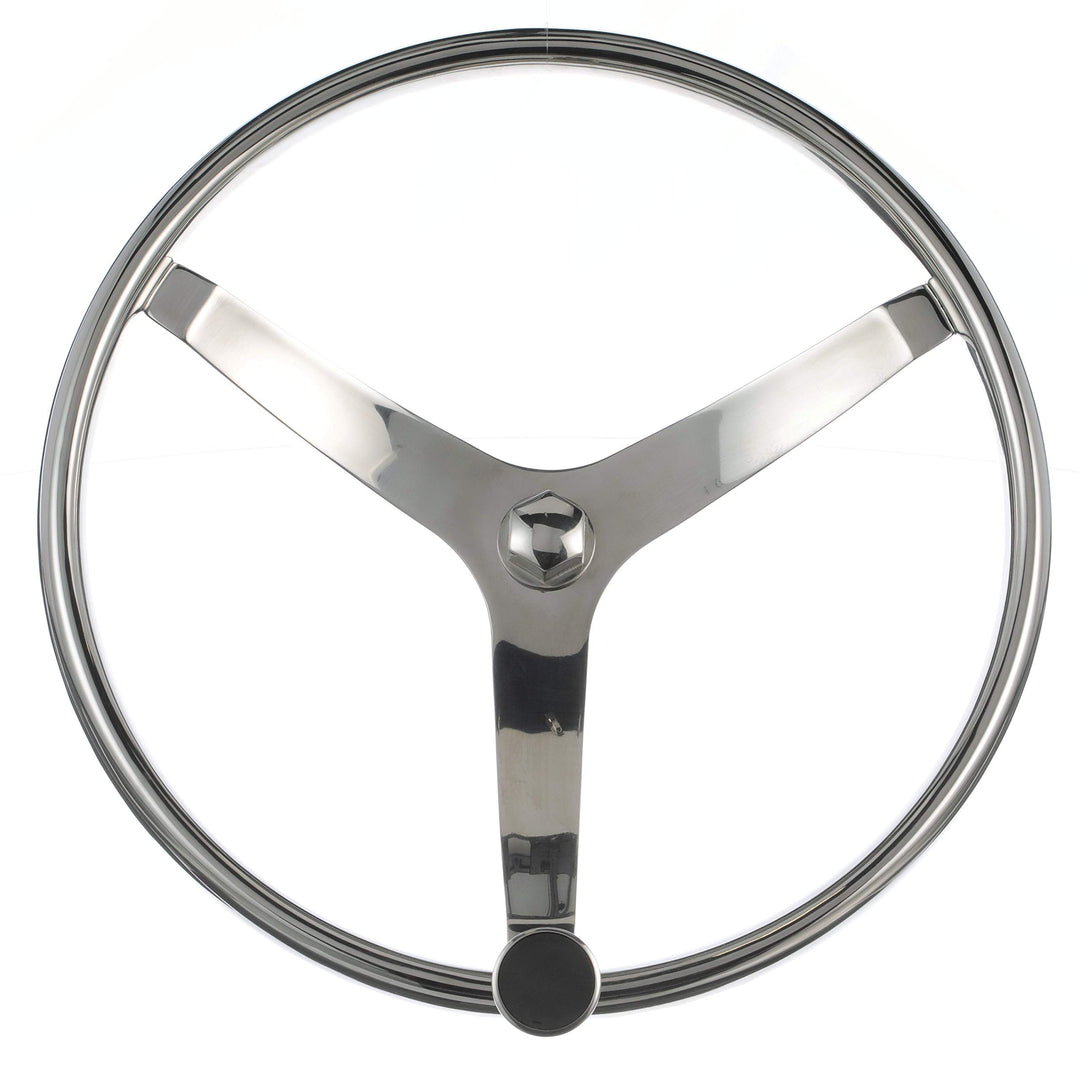 Seachoice 3 Spoke Sports Steering Wheel w/Turning Knob, Fits 3/4 in. Tapered Shaft, 15.5 in. Diameter